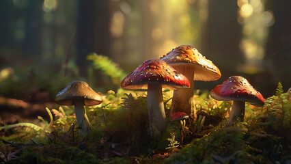 Fototapeta premium Toadstools in the Forest