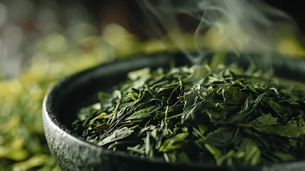 Fotobehang Green tea, the power of caffeine for daily freshness © DrPhatPhaw