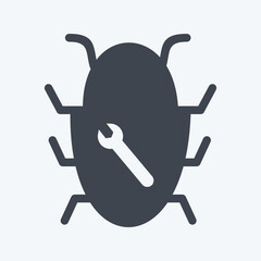 Bug Fixing Icon in trendy glyph style isolated on soft blue background - obrazy, fototapety, plakaty