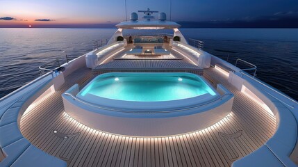 Obraz premium The yacht's jacuzzi, showcasing its elegant design and inviting atmosphere.