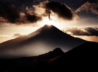 Volcano silhouette wallpaper