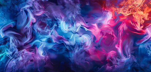 Mesmeric tapestry in indigo smoke, vibrant colors seamlessly merge. - obrazy, fototapety, plakaty