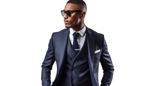 A debonair gentleman in a crisp formal suit, his polished appearance and timeless charm radiating against a seamless white background