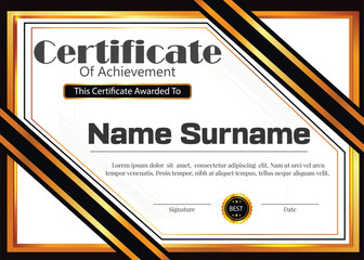 certificate new design black and golden color 