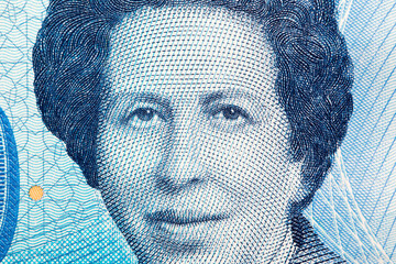 Tewhida Ben Sheikh a closeup portrait from Tunisian money