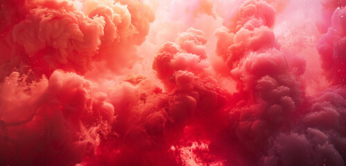 Dynamic fusion against ruby-red smoke, splattered patterns in HD beauty.