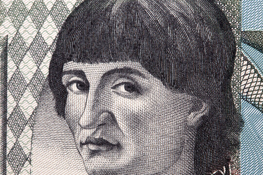 Niccolo Machiavelli a closeup portrait from Italian money