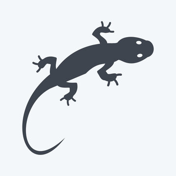 Pet Lizard Icon in trendy glyph style isolated on soft blue background