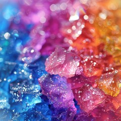 close-up of glistening sugar crystals on a colorful candy rock highlighting the texture and sparkle