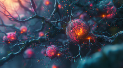 Neural network, transforming into human brain 3D rendering