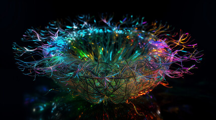 Neural network, transforming into human brain 3D rendering