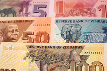 Zimbabwean dollar a business background - obrazy, fototapety, plakaty