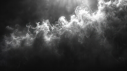 A black and white photo of smoke and steam