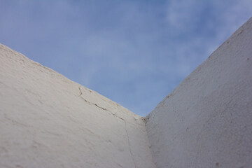 brick wall and blue sky