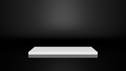 weißes leeres Podest vor schwarzem Hintergrund