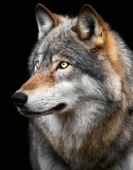 T&ecirc;te de loup sur fond noir