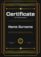 black new certificate design in new background elements and golden color 