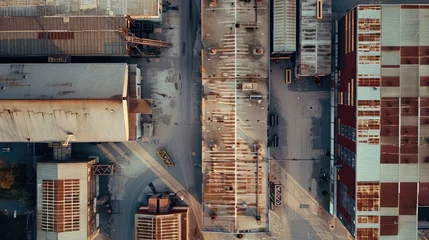 Keuken spatwand met foto Aerial view of an industrial area with warehouses. © Manzoor