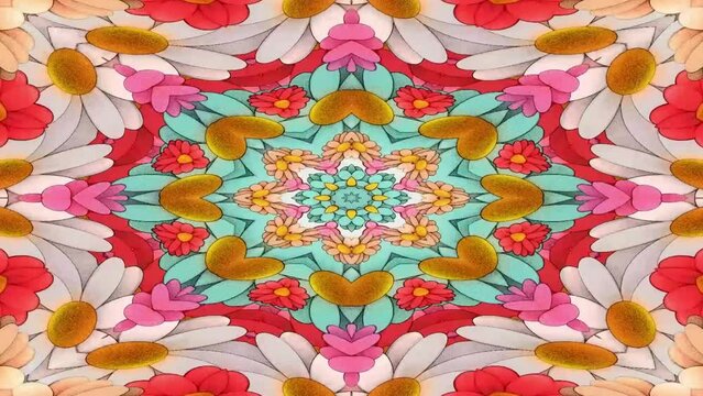 color kaleidoscope with floral painted motif