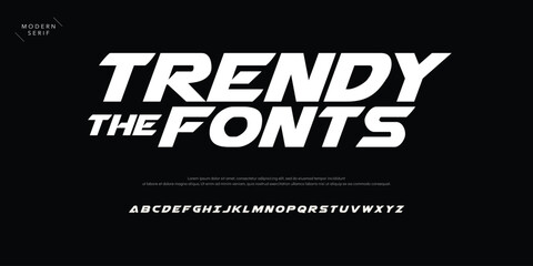 Modern Bold Font. Typography urban style alphabet fonts for fashion, sport, technology, digital, movie, logo design, vector illustration - obrazy, fototapety, plakaty