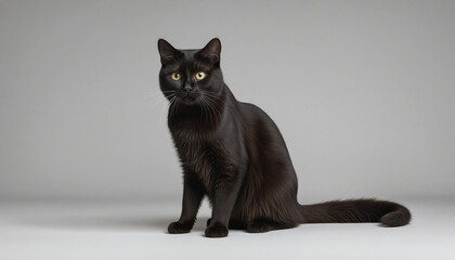 enigmatic black cat with piercing eyes isolated