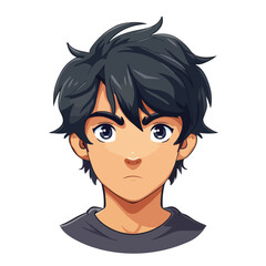 face boy anime manga comic character flat vector 