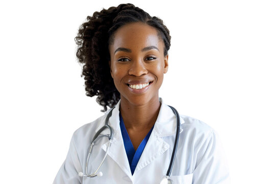 an American doctor smiling, cut out picture