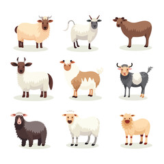 Fototapeta premium farm animals cartoons flat vector illustration isol