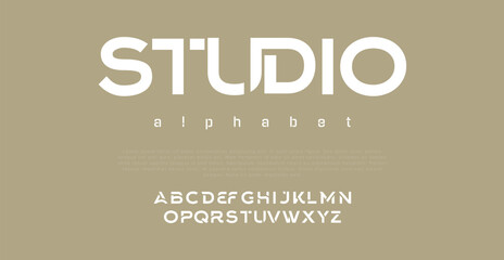 Fototapeta premium Luxury letter font and tech typeface. Minimal Alphabet set. Creative fonts Logo design for Business.