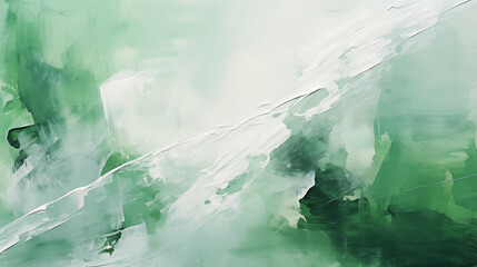 Closeup of abstract rough green and white art painting texture