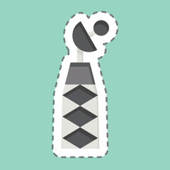 Sticker line cut Signal Tower. related to Military And Army symbol. simple design illustration