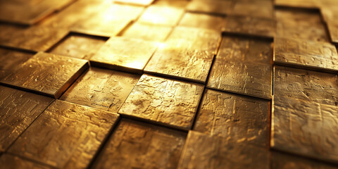 Golden metal surface pattern. Yellow gold texture background. Luxury risch style wallpaper. Digital artistic artwork raster bitmap illustration. Graphic design art.