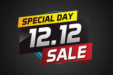 12.12 Special day sale word concept vector illustration with ribbon and 3d style for use landing page, template, ui, web, mobile app, poster, banner, flyer, background, gift card, coupon

