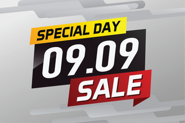 9.9 Special day sale word concept vector illustration with ribbon and 3d style for use landing page, template, ui, web, mobile app, poster, banner, flyer, background, gift card, coupon

