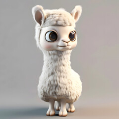 A white alpaca in cartoon style.