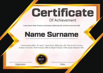 certificate new design with name surname and background design 