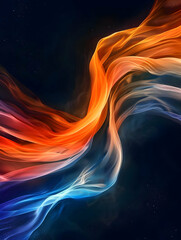Fototapeta premium The orange, blue, and white stripes flame on a dark background. Abstract background. High quality
