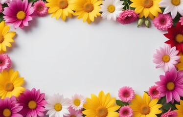 Fototapeta premium frame of colorful flowers isolated on white background