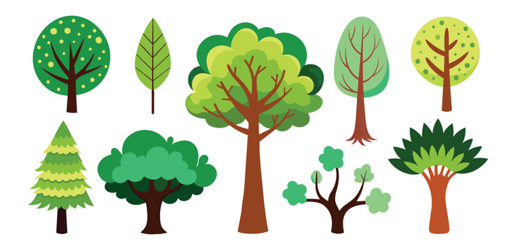 hand-drawn trees collection set, illustration vector for infographic or other uses