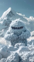 Fototapeta na wymiar Snow monster cartoon character.