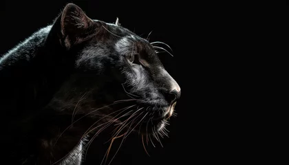 Tuinposter Majestic black panther portrait in low light © Minerva Studio