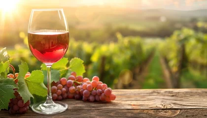 Rosé wine glass in vineyard at sunset © Minerva Studio
