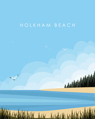 Holkham beach travel poster