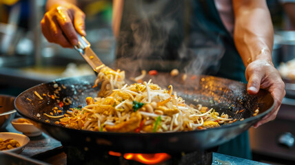 Authentic Pad Thai, Savory Delights on Bangkok's Bustling Streets