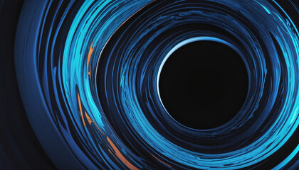black hole event in black and blue abstract colorful shape, 3d render style