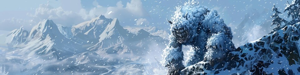 Snow monster cartoon character. - obrazy, fototapety, plakaty