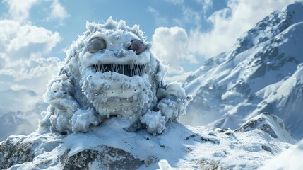 Snow monster cartoon character. - obrazy, fototapety, plakaty