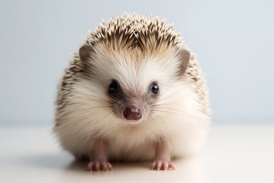 Full-Bodied Photograph of an Adorable Hedgehog on White Background

