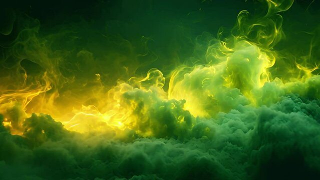 Realistic green gas clouds on transparent background. 4k video of toxic fog, evil magic mist, poisonous evaporation, color powder, stinky odor waves, mysterious Halloween glow, dirty fume Magic spell 