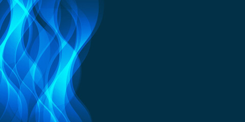 Blue abstract background with glowing wave lines. Elegant wavy layer of overlap. Modern textured design. Sleek and clean light blue banner template. Vector illustration